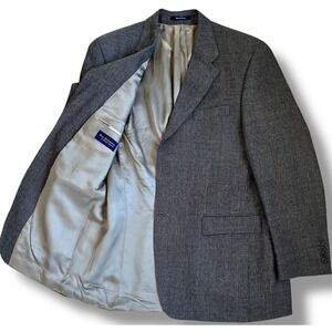 Vtg Polo University Ralph Lauren Mens 43T Lambswool Blazer Houndstooth Gray 1998
